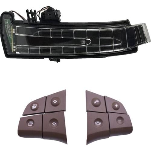 1 Set Car Multifunction Audio Steering Wheel Button & 1 Pair Led Side Mirror Marker Turn Signal Light Lens