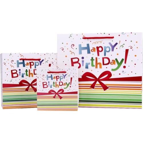 10 Pcs/lot Childrens Birthday Gift Bag Creative Cute Cartoon Happy Birthday Gift Handbag Thick Paper Bag