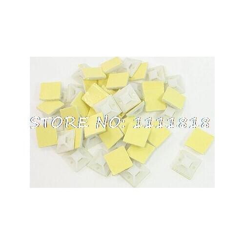25 Pcs White Plastic Sticky Cable Tie Mount Base 20 x 20 x 6mm
