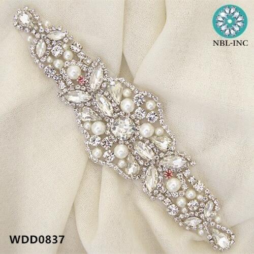 30PCS )Wholesale bridal hand beaded sewing crystal rhinestone applique iron on for wedding dresses WDD0837