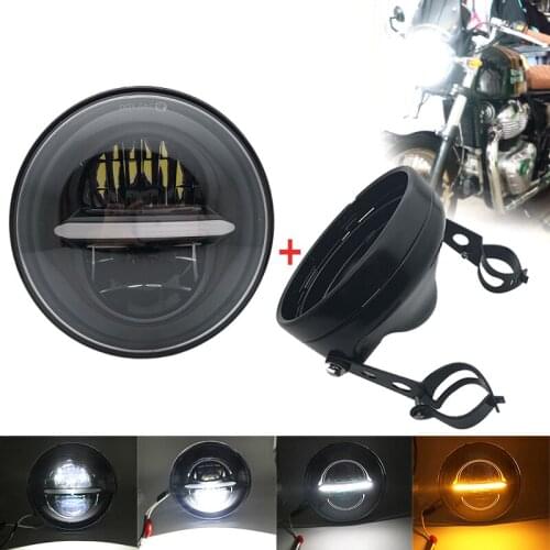 7 Inch LED Headlights H4 H13 High Low Beam 7inch housing bucket trim ring For motorcycle Chopper Cafe Racer Bobber Curisers