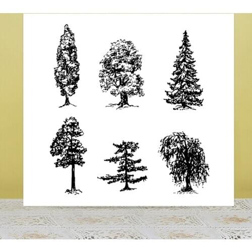AZSG Tall pine tree Clear Stamps For DIY Scrapbooking/Card Making/Album Decorative Rubber Stamp Crafts