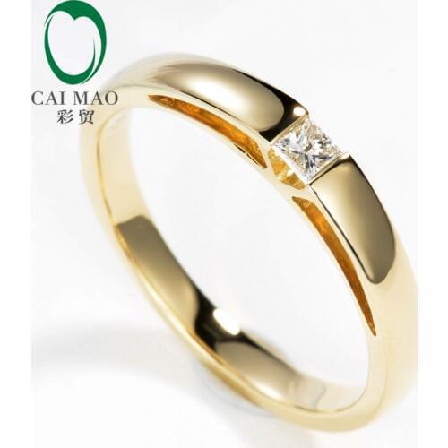 Caimao Solid 9kt Gold Tension Set Natural Princess Cut Diamond Engagement Wedding Ring for Unisex Simple Design