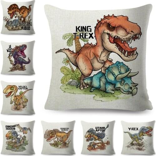 Jurassic Dinosaur Cushion Cover Decor Cartoon Animal Print Pillowcase Polyester Pillow Case for Sofa Home Children Room 45x45cm