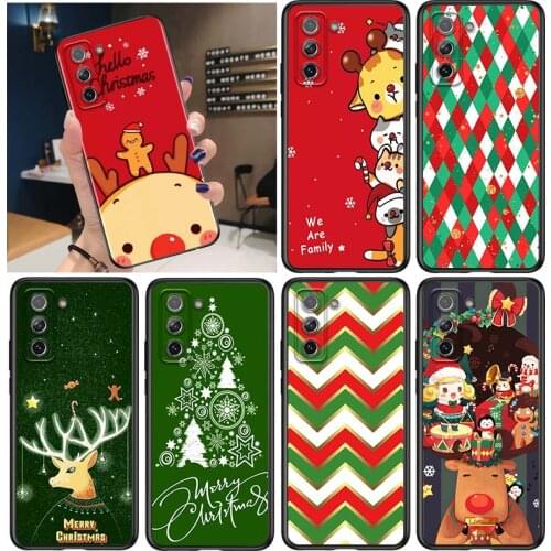 Christmas Cat for Samsung Galaxy S21 Ultra Plus Note 20 10 9 8 S10 S9 S8 S7 S6 Edge Plus Black Phone Case
