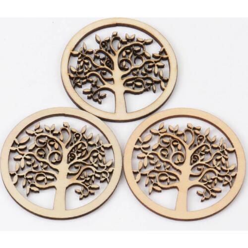 Natural Tree Pattern Wooden Scrapbooking Art Collection Craft for Handmade Accessory Sewing Home Decoration 50mm 10pcs MZ159
