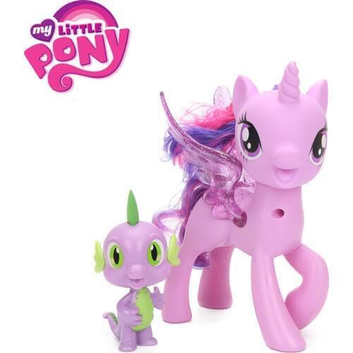 Electronic My Little Pony Toys Princess Twilight Sparkle & Spike the Dragon Friendship Duet PVC Action Figure Colletion Model