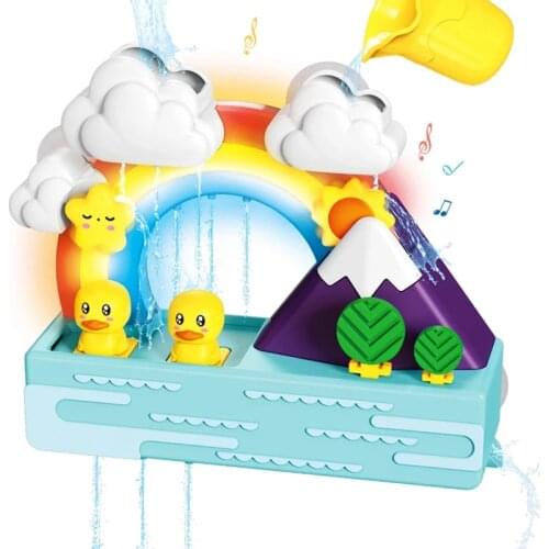 New Baby Bath Toy Electric Light Up Rainbow Shower Pipeline Duck Slide Tracks Music Bathroom Educational Water Game Toy for Kids
