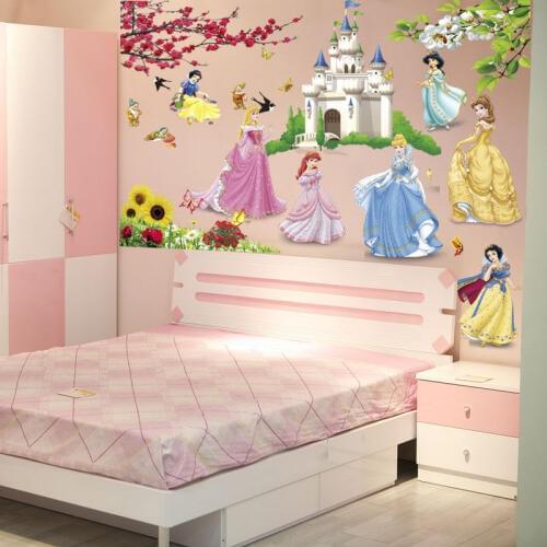 Colorful beautiful Fairytale Princess Castle Seven Dwarf for kids girls room decorative wall stickers birthday festival gifts