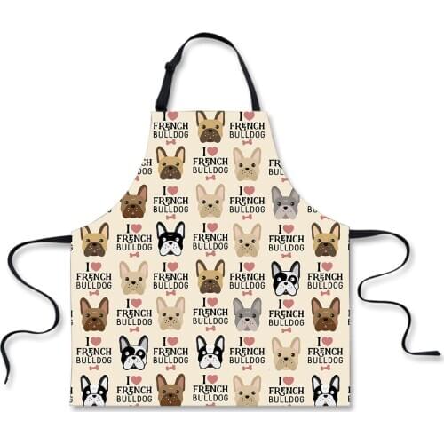 Cartoon Animal Cat Dog Print Kitchen Aprons for Woman Oil-proof Chef Pinafore BBQ Party Cooking Baking Apron Home Cleaning Tools