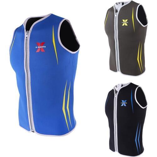 Men 3MM Neoprene Wetsuit Top Water Sports Scuba Surfing Swimwear Jumpsuit Front Zip Sleeveless Diving Vest