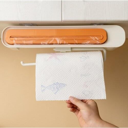 Wall Mounted Fixing Food Wrap Dispenser Plastic Film Cutter Foil Cling Film Wrap Dispenser Storage Holder Kitchen Accessories