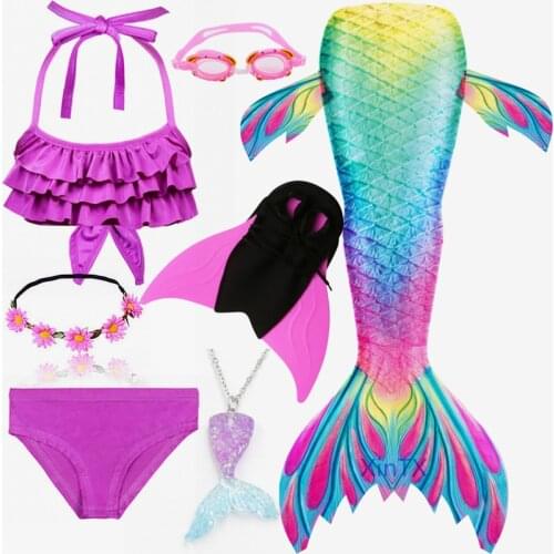 NEW Arrival!7PCS/Set Ariel Mermaid tails with Fins Mermaid Swimming Tails for Kids Girls Summer Beach Wear Swimsuits For Kids