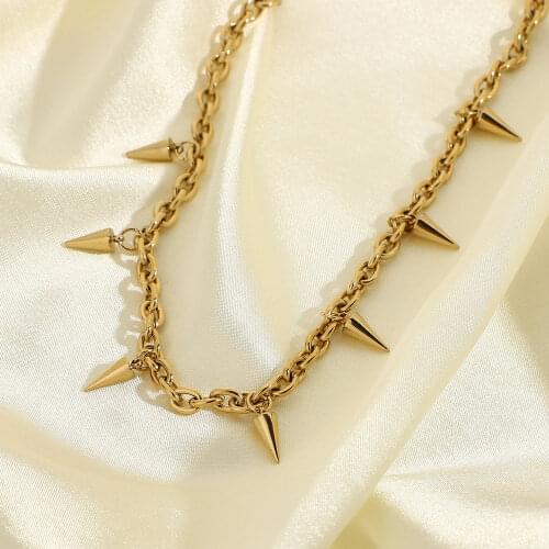 New Rivets Chokers Punk Goth 14k Gold Plated Stainless Steel Necklace For Women Men Rock Gothic Band Chokers Jewelry