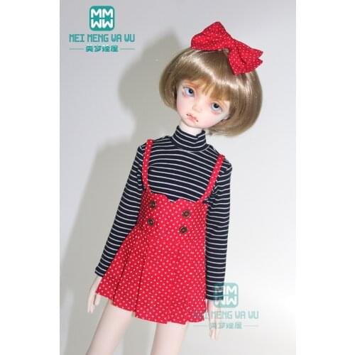 Clothes for doll fits 43cm BJD MSD doll fashion striped t-shirt, polka dot shorts