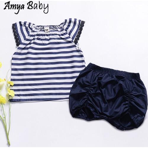 Baby Girl Outfit Summer 2019 Infant Clothing Striped Shirt Shorts Two Piece Baby Girl Cute Outfits Girls Clothes Set