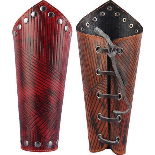 Punk Gothic Leather Strip Wrist Bracer Guards Arm Protector Arm Armor Wristband Unisex Armor Cuff Cross String Steampunk Cosplay