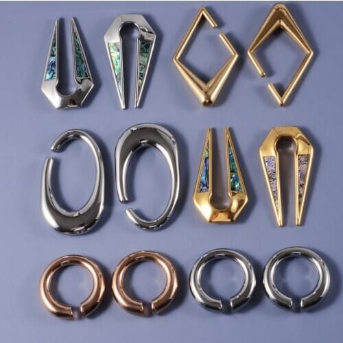 PAIR Ear Piering Stainless steel Ear Weight Piercing Plugs Expanders Earrings Gauge Ear Dangler Tunnel Body Piercing Jewelry