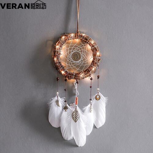 Rattan Weaving Dream Catcher with Light 15cm Ring 2pcs/lot Free Shipping