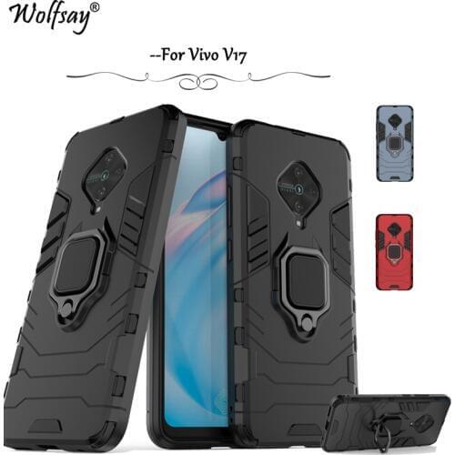 For Vivo V17 Case Vivo V17 Shockproof Rubber Kickstand Ring Holder Back Phone Case Vivo V19 V20 V21 Y9S Y7S X50 X60 Y70 Y50 Y30