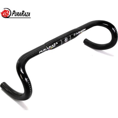 PURARAZA Bike Carbon Handlebar Road Bike Handlebars Cycling Handle bar 3K Gloss Carbon Bar Bike Accessories 31.8*440/420/400MM