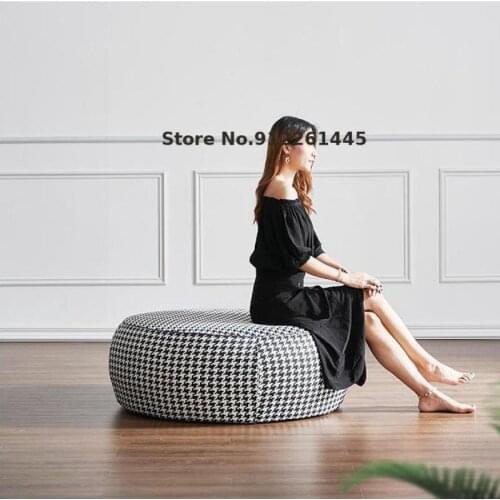 Nordic Sofa Footstool Houndstooth Footstool Square Foot Living Room Shoe Changing Stool Single Light Luxury Stool