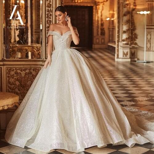 Wedding Dress Vintage A-Line Sweetheart Off Shoulder Sleeveless Bridal Gown Princess Court Train LelaAcra NO23 Vestido De Novia