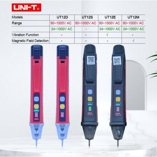 UNI-T Non-contact AC Voltage Detector Volt Pen IP67 Tester Pencil 24V-1000V LED Flashlight Portable Light Sensor UT12D/S/EM