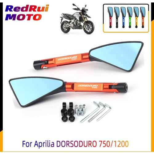 For Aprilia DORSODURO1200 DORSODURO750 Universal CNC Aluminum Motorcycle Handlebar RearView Mirrors Blue Anti-glare Mirror