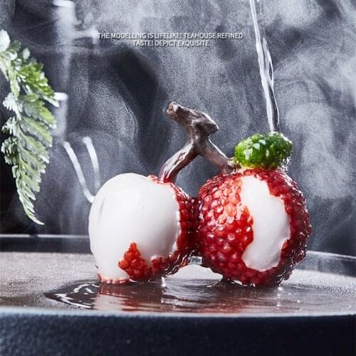 NEWYEARNEW Change Color of Tea Pet Accessories Creative Lychee Fruit Decoration Gift Luck Home Furnishing Articles Teaware