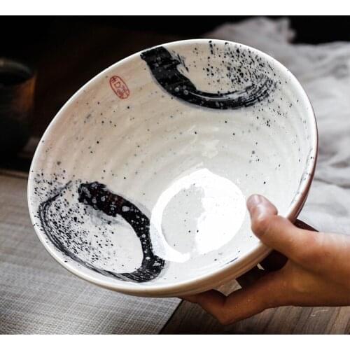 Japanese Creativity Style 7.5 Inch Large Bowl Ramen Bowl Ceramic Soup Bowl Retro Tableware Hat Bowl Trumpet Bowl Ceramic