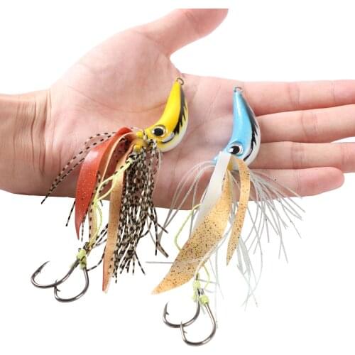 2pcs/pack Fishing Lures Baits with Silicone Skirts and Barbed Fishhooks Artificial Baits Fishing Tackle Accessories 5.5cm 63g
