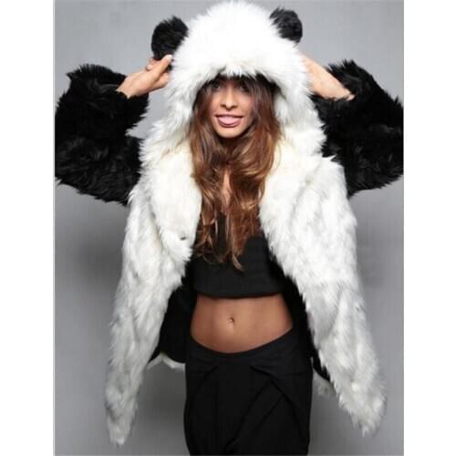 2020 Large Size New Fashion Winter Coat Women Coat Imitation Fox Fur Hooded with Ears In The Long Coat Women Imitation Fur Coat