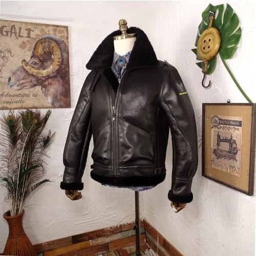 2021 Black Military Style Genuine Shearling Jacket Men Plus Size 4XL Real Natural Sheepskin Russian Winter Thick Warm Coat