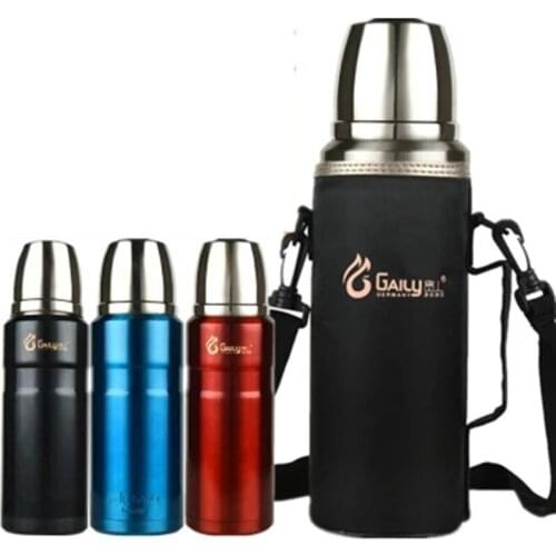 304 Stainless Steel Insulated Thermos 1L-2L Bullet Cup Travel Coffee Mugs Vaccum Water Bottle