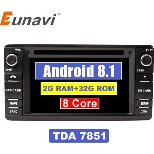 Eunavi Android 8.1 TDA7851 2 Din Car DVD Player For Mitsubishi Outlander 2013-2016 Pajero 2din Radio Stereo PC GPS Navigation