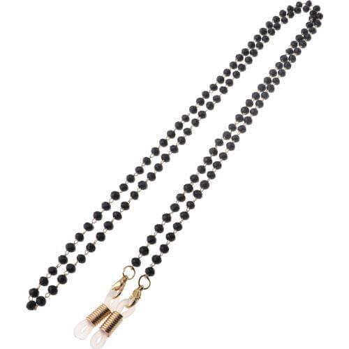 Fashion Women Men Glasses Chain Neck Strap Crystal Black Beads Eyeglasses Necklace Metal Sunglasses Cord Lanyard