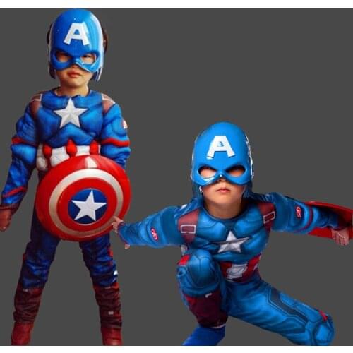 Kids Movie Fantasy Superhero Captain Winter Cosplay Muscle Costume Boy/girl Halloween Mask Shield Carnival Supplies