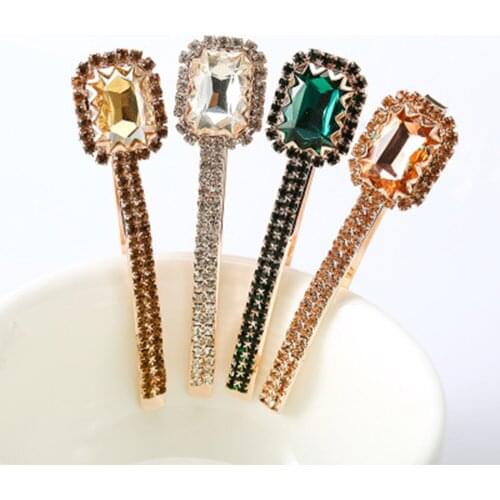 1Pc Korean Style Bling Crystal Hairpins Headwear For Girls Rhinestone Hair Clips Pins Barrette Styling Tools Accessories 6 Color