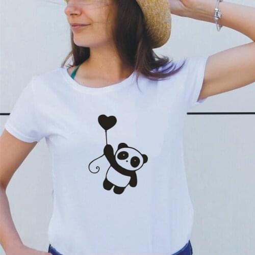 Harajuku Cotton Casual Tee Shirt Summer Short Sleeve Tee Shirt Femme Cute Panda Print T Shirt Women Tops Funny Camiseta Mujer