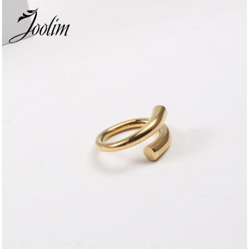Joolim High End 18K Gold PVD Entry Lux Opening Rings for Women Stainless Steel Jewelry Wholesale
