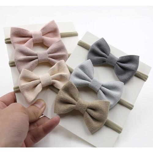 Korean Little Bow Nylon Baby Hairbands Elastic Wholesale Girl Headband Also Useful Rubber Solid Hair Accessories