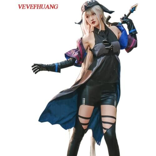 VEVEFHUANG Game Arknights Skadi Cosplay Costume Gray Dresses Kосплей Halloween Carnival Costumes For Women Girls Xmas Party