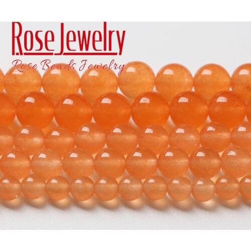 Wholesale Natural Orange Jades Chalcedony Beads Round Loose Beads For Jewelry Making DIY Bracelets Necklace 4 6 8 10 12 14mm 15"