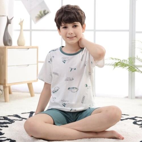 Summer Childrens Pajamas Short Sleeve Pyjamas Kids Tops+shorts 2pcs Cartoon Pajamas For Girls Boys Teenager Sleepwear Nightwear