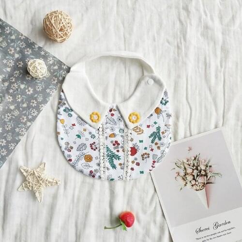 2021Ins Summer Light Baby girl Floral Fake Collar 100% Cotton Saliva Towel Bandana Bibs Burp Cloth