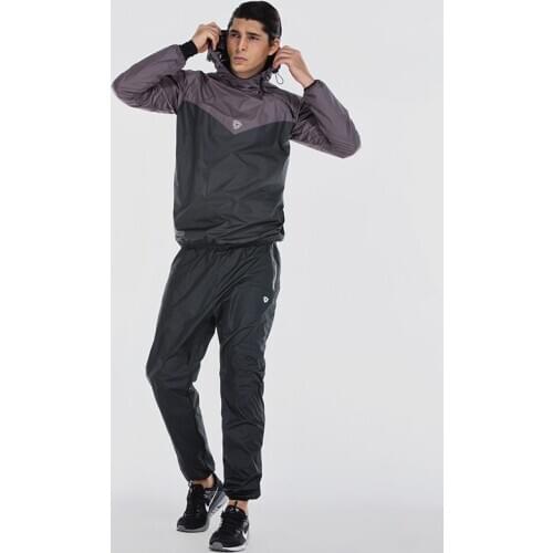 VANSYDICAL Sauna Suit Mens Running Gym Clothing Set Hoodies Pullover Sportswear Running Fitness Weight Loss Sweating Sports Suit