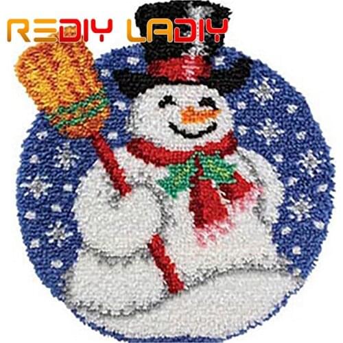 Latch Hook Rug Kits Cartoon Snowboy Crocheting Carpet Rug 100% Acrylic Yarn Cushion Mat Crochet Carpet Home Decor Art & Crafts