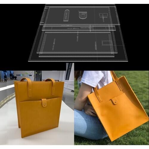 1Set DIY Leather Acrylic Ladies shoulder bag tote handbag sewing pattern DIY handmade Leather craft template Tool 34*29*11cm