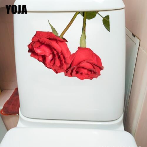 YOJA 18.6X22.6CM Real Shot Red Rose Living Room Wall Sticker Personality Bathroom Toilet Decor T1-1252